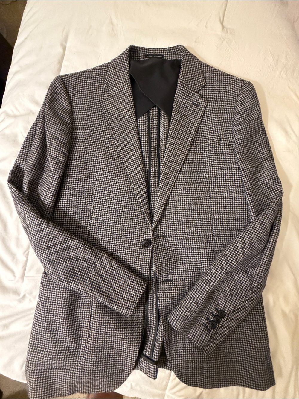 Reiss Black & White Houndstooth Blazer